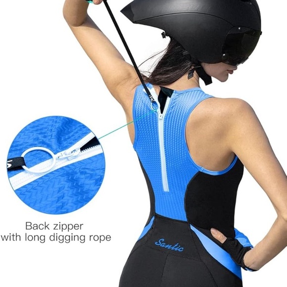 Triathlon Women’s Santic One-Piece Tri Suit Quick-Dry Running Swimming Cycling M - Picture 5 of 10